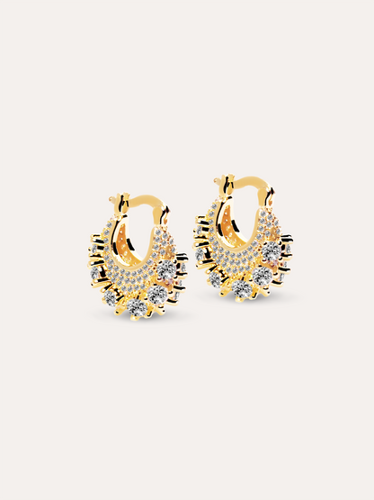 Aretes aro zirconias dorado