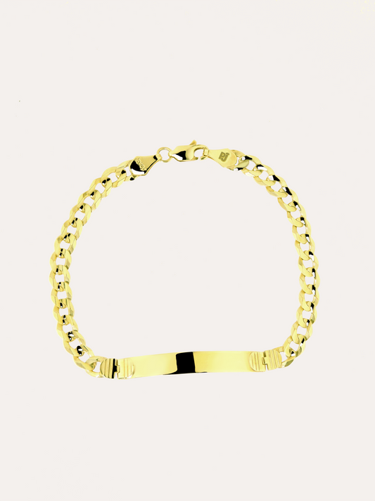 Pulsera barbada placa oro