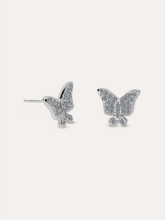 Aretes mariposa pavé plata