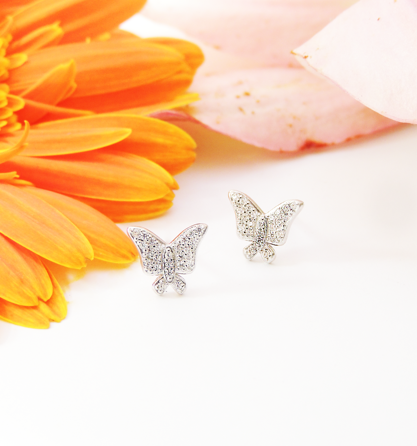 Aretes mariposa pavé plata