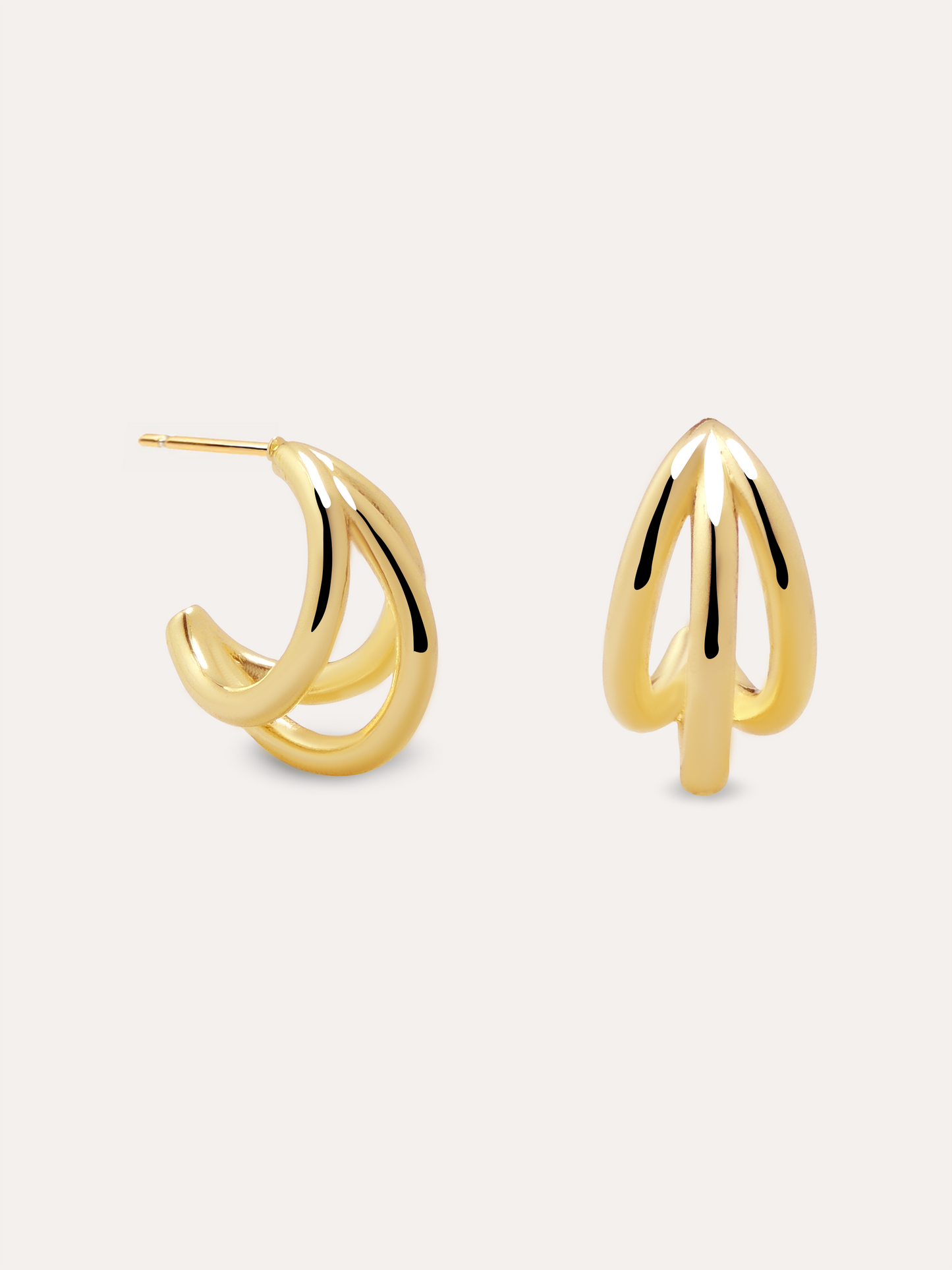 Aretes tres lineas dorado