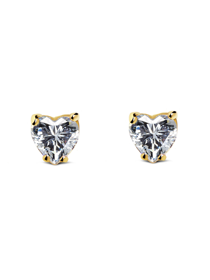 Aretes Corazón zirconia oro