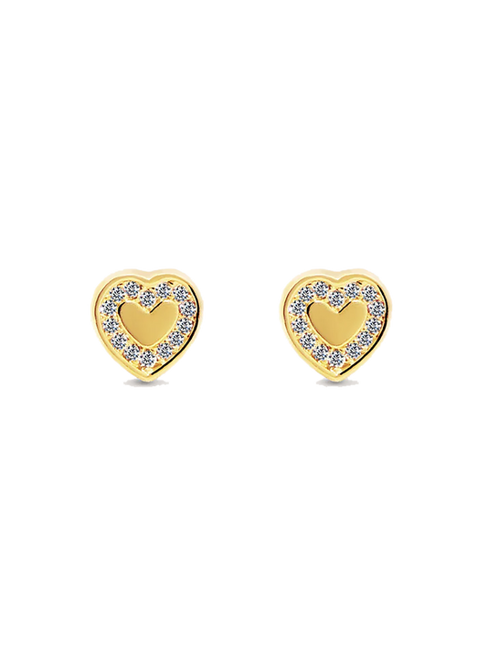 Aretes corazón oro