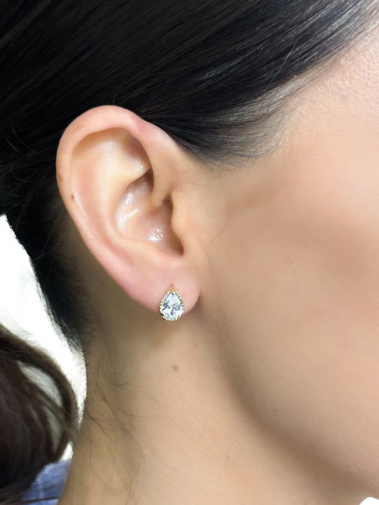 Aretes hoop zironia baño de oro PUNTO JOYERIA