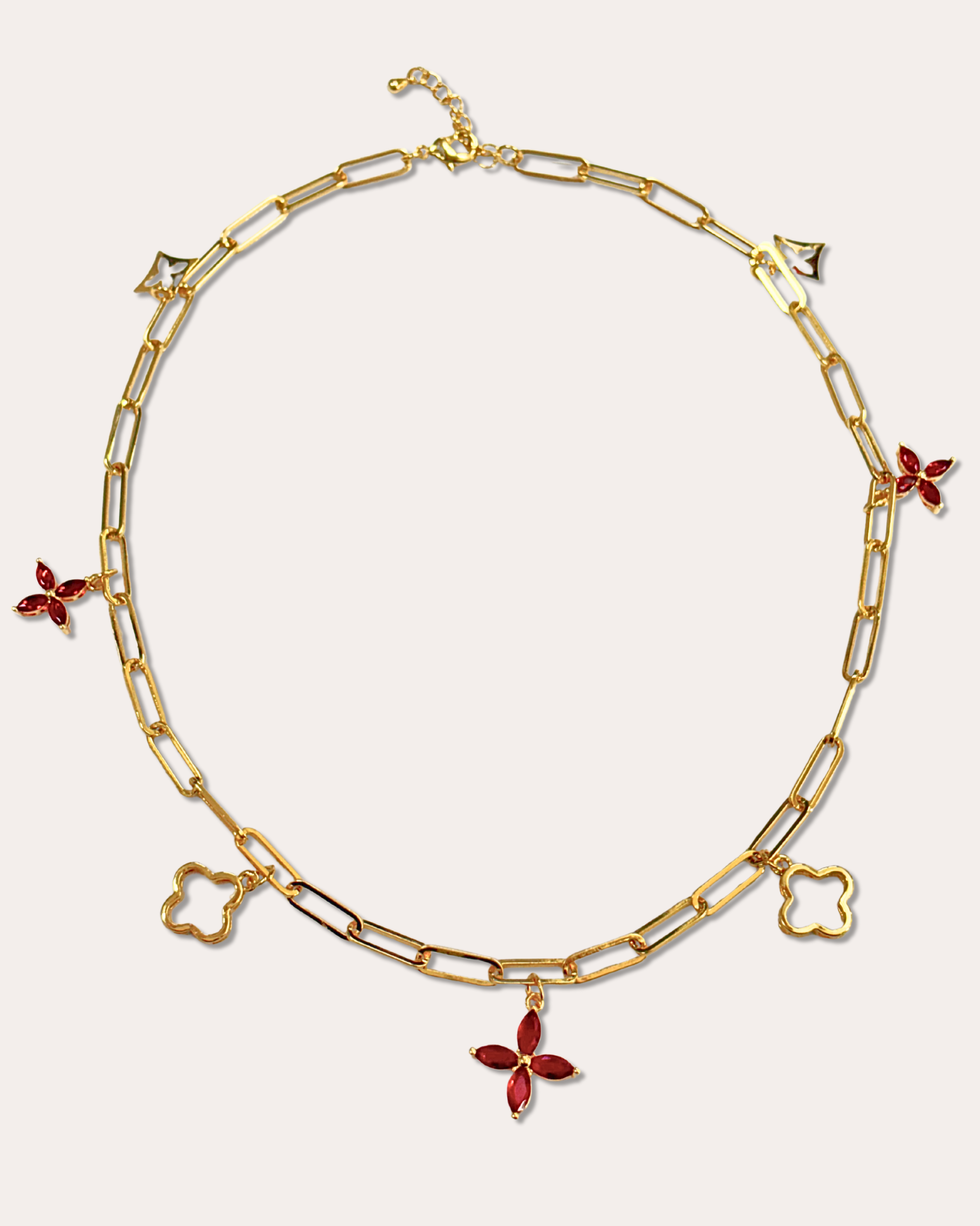 Collar flores zirconia baño de oro PUNTO JOYERIA