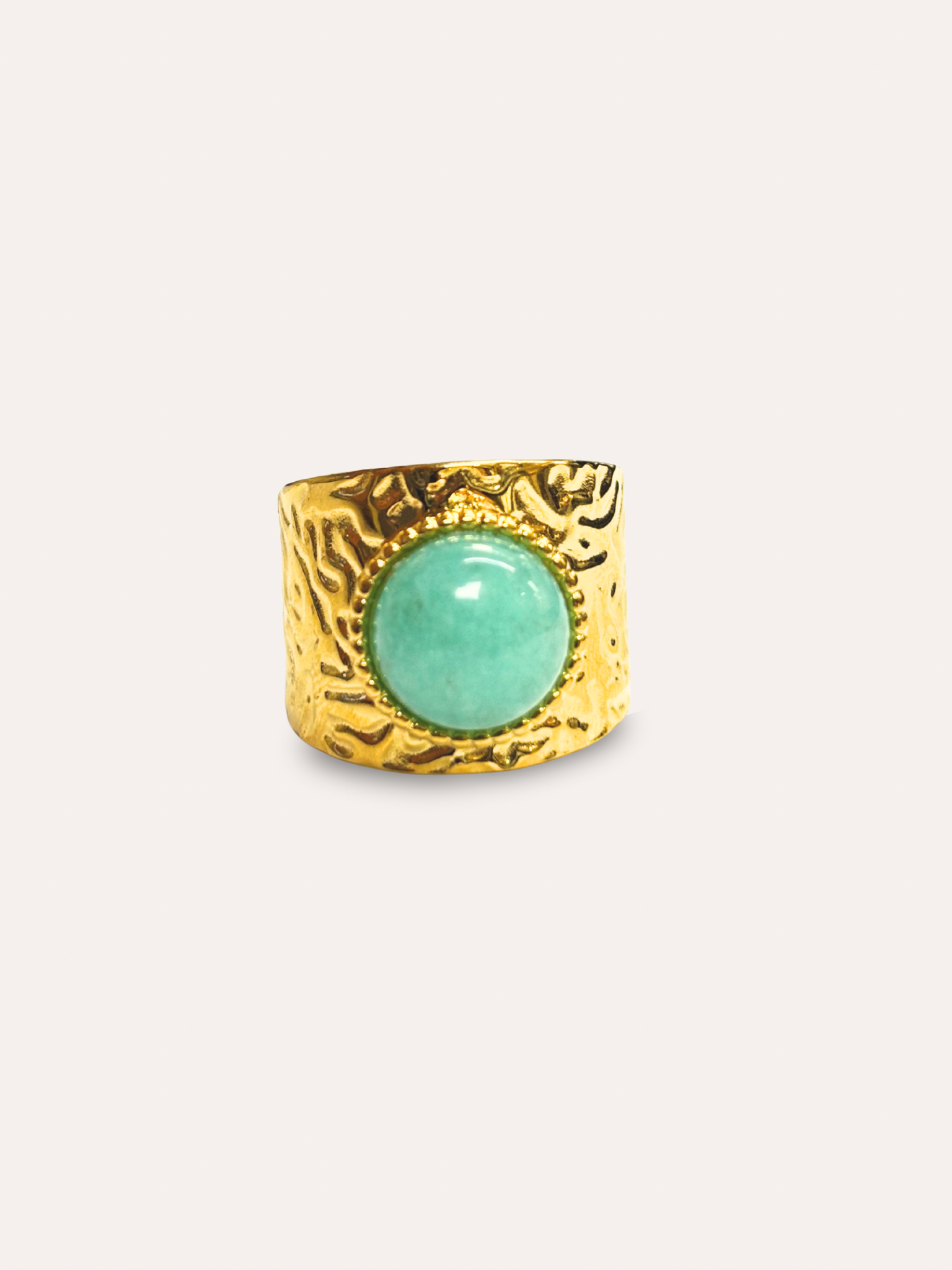 Anillo piedra natural baño de oro PUNTO JOYERIA