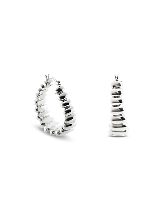 Aretes arracada puffy Plata 9.25 PUNTO JOYERIA