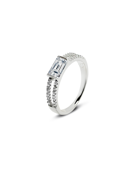 Anillo zirconia dos lineas plata 925 PUNTO JOYERIA