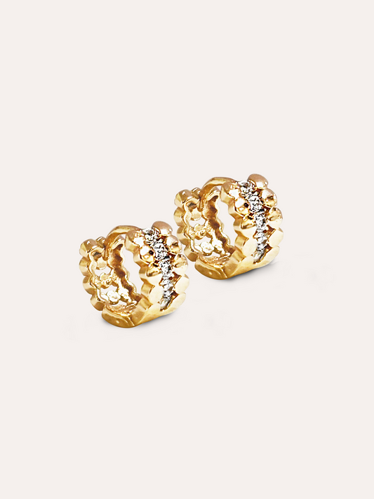 Aretes hoops zirconias baño oro PUNTO JOYERIA