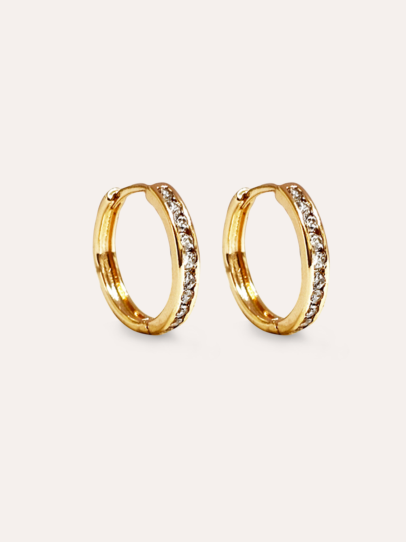 Aretes aro zirconias baño oro PUNTO JOYERIA