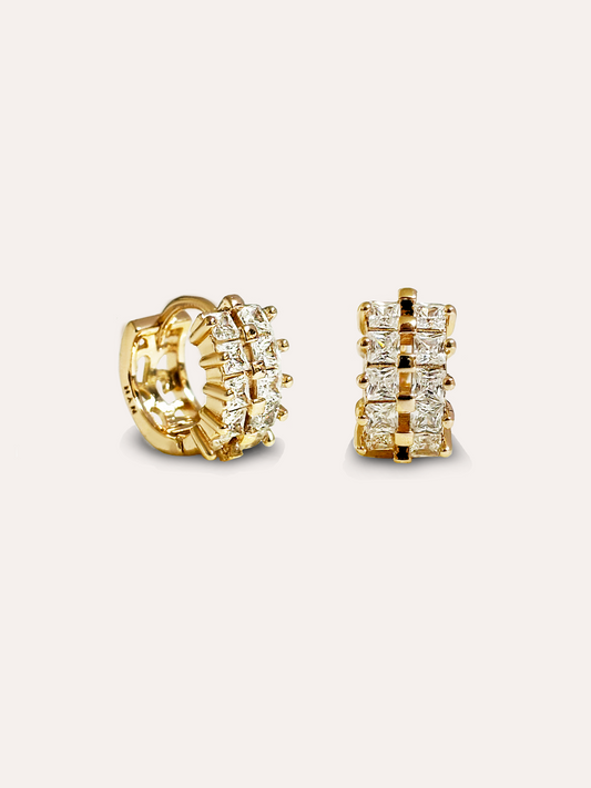 Aretes hoops zirconias baño oro PUNTO JOYERIA