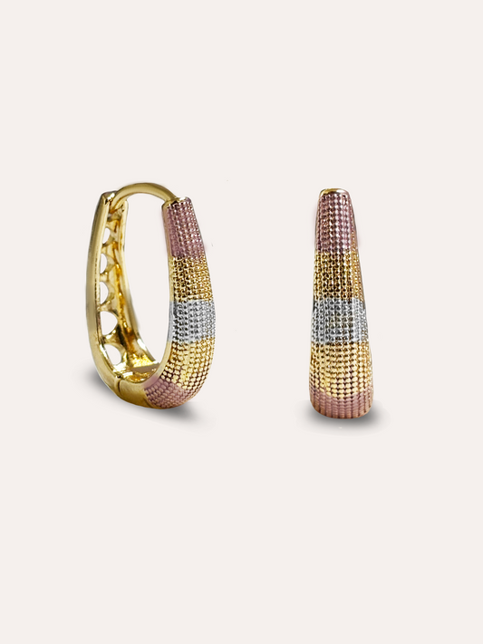Aretes arracada baño de oro florentino PUNTO JOYERIA