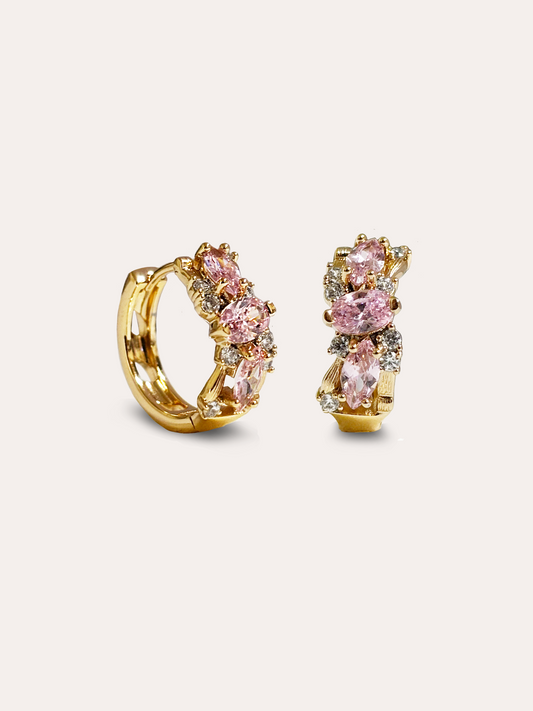 Aretes hoops zirconias baño oro PUNTO JOYERIA