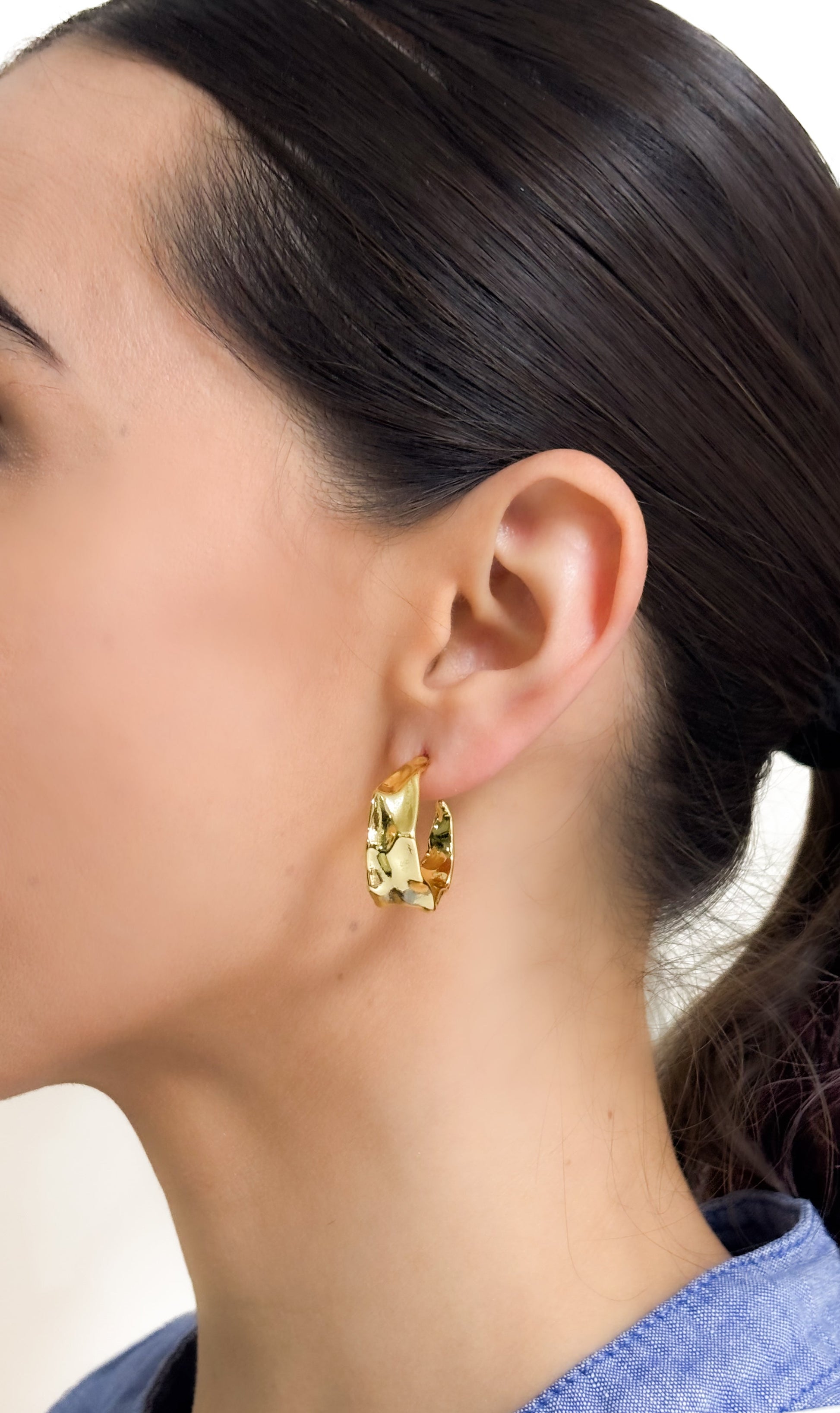 Aretes irregulares baño de oro PUNTO JOYERIA