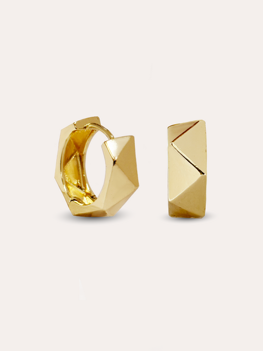 Aretes aro geometricos baño de oro PUNTO JOYERIA