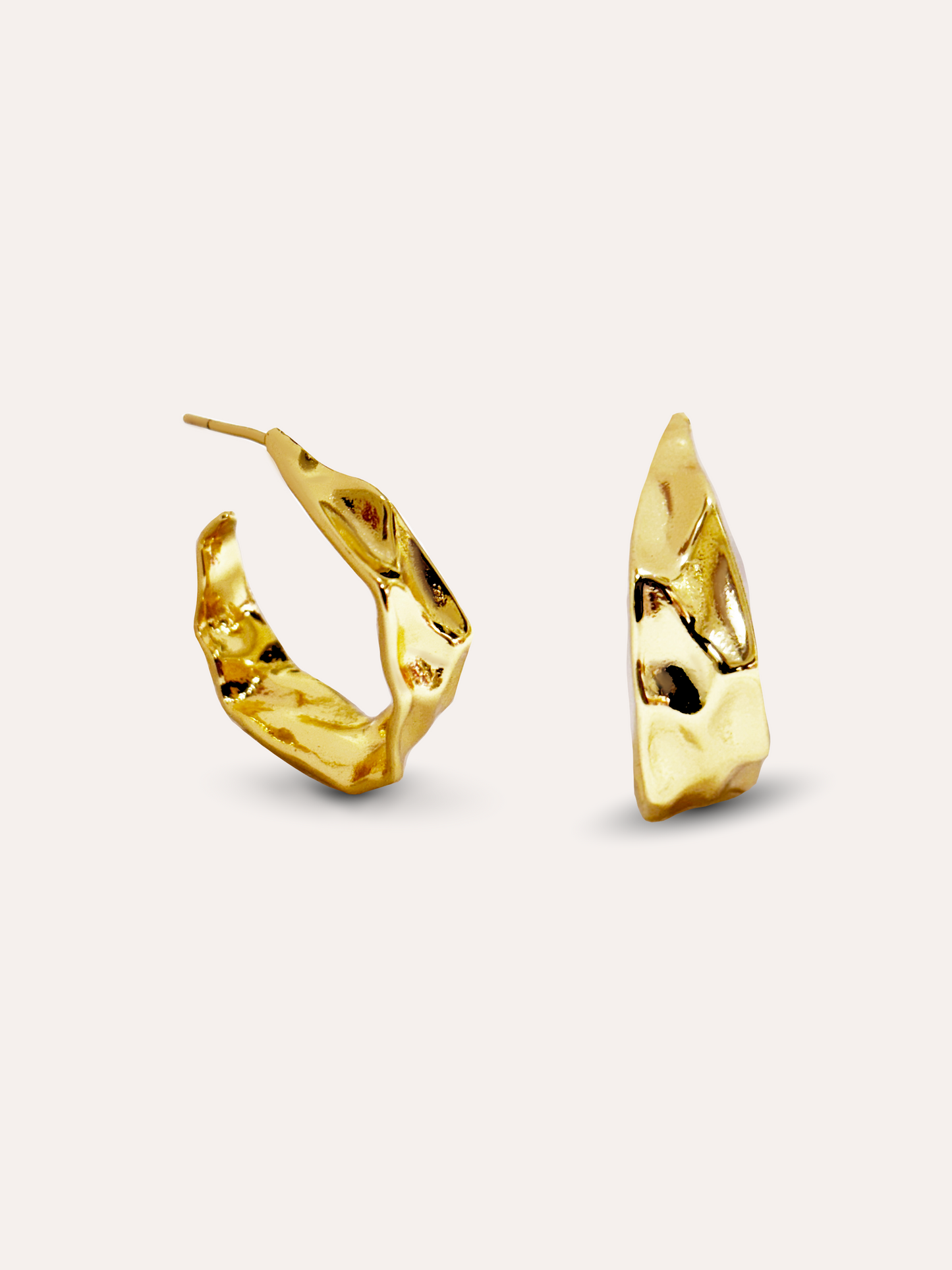 Aretes irregulares baño de oro PUNTO JOYERIA