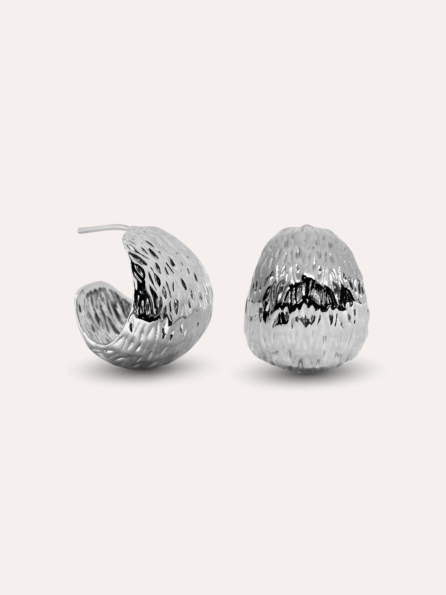 Aretes irregulares baño de rodio PUNTO JOYERIA