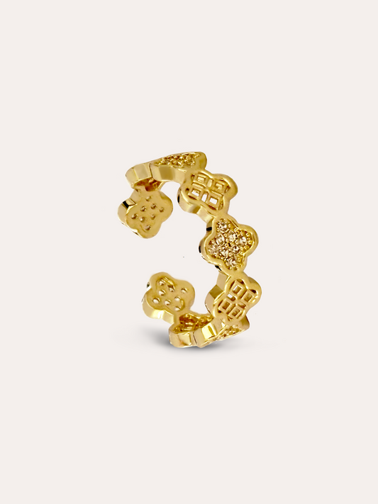 Anillo trebol baño de oro PUNTO JOYERIA