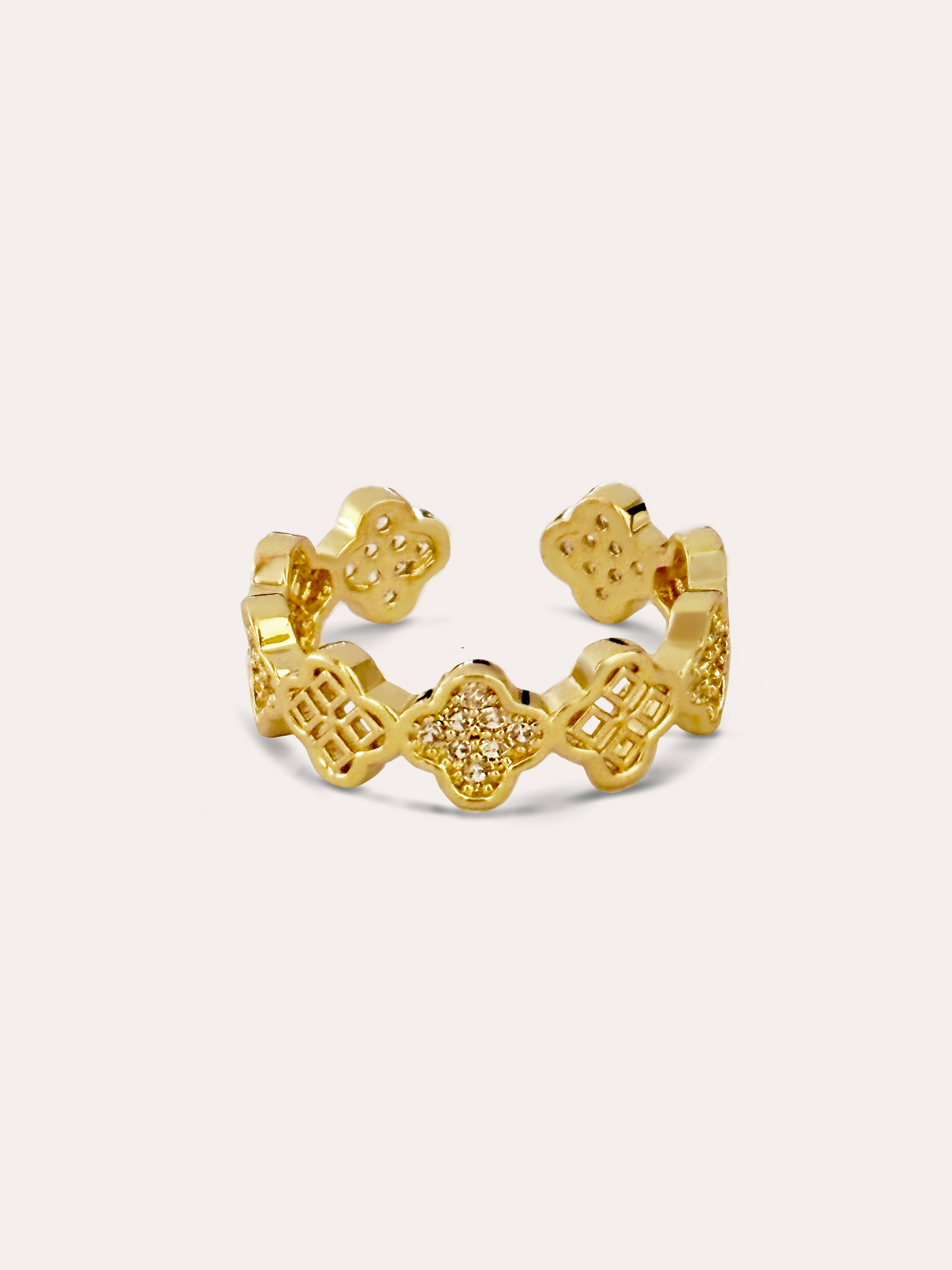 Anillo trebol baño de oro PUNTO JOYERIA