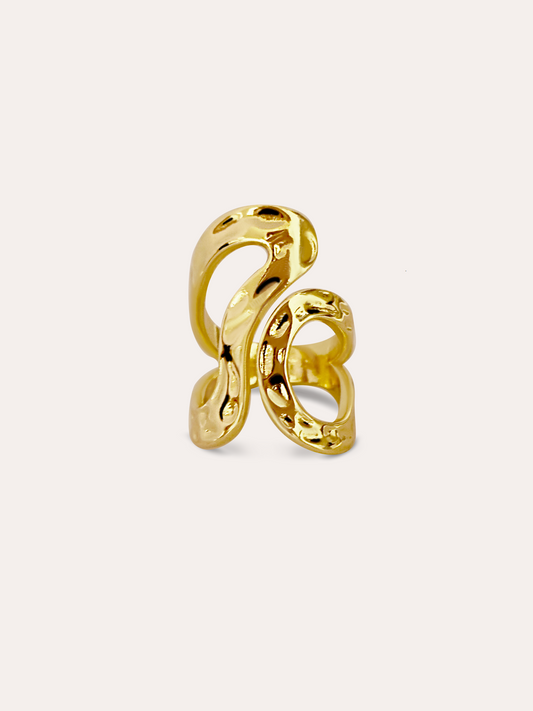 Anillo irregular textura baño de oro PUNTO JOYERIA