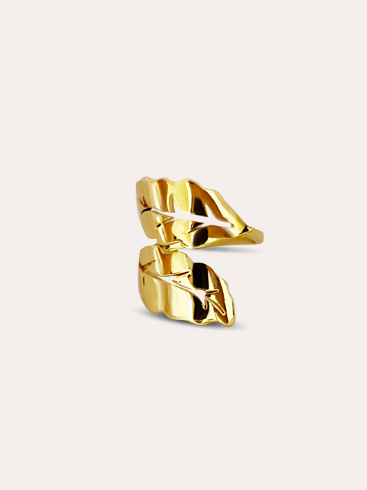 Anillo ajustable hoja baño de oro PUNTO JOYERIA