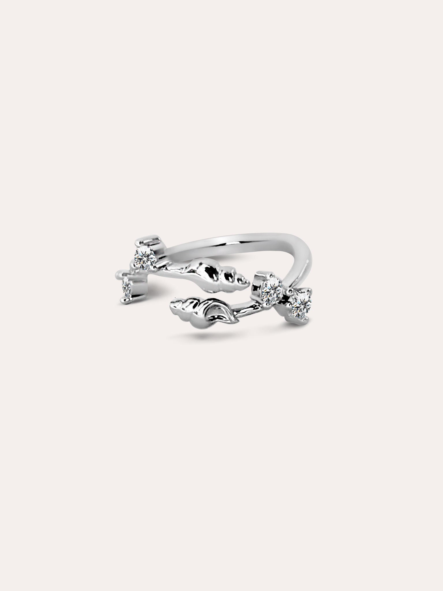 Anillo caracola ajustable baño de rodio PUNTO JOYERIA