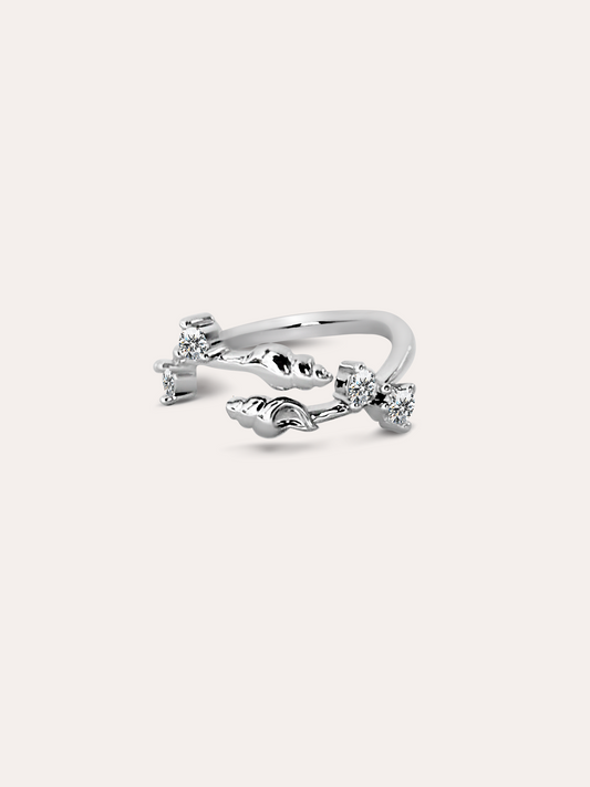 Anillo caracola ajustable baño de rodio PUNTO JOYERIA
