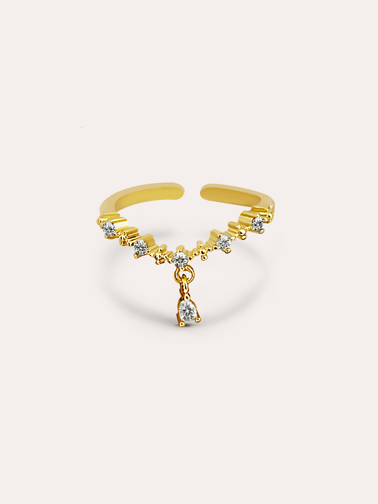 Anillo zirconia colagnte ajustable baño de rodio PUNTO JOYERIA