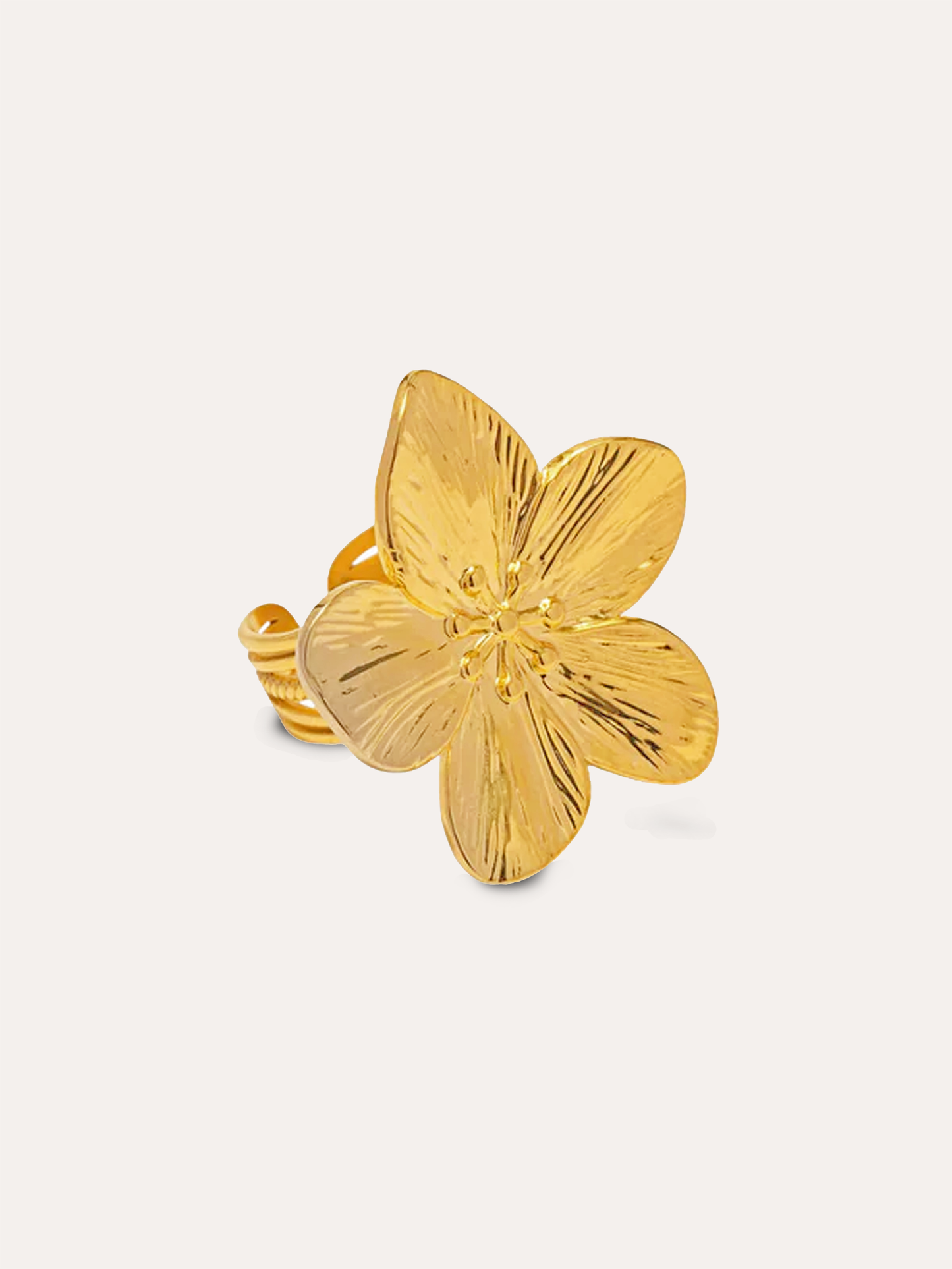 Anillo flor dorado