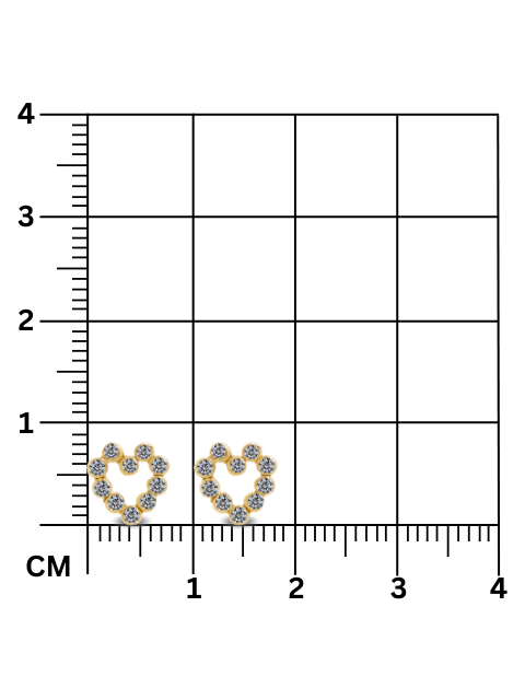 Broqueles corazon zirconias oro