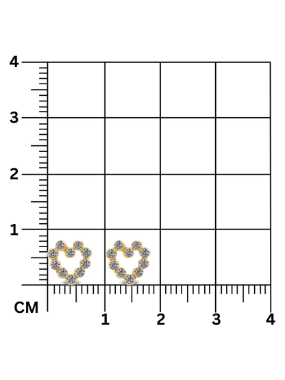 Broqueles corazon zirconias oro
